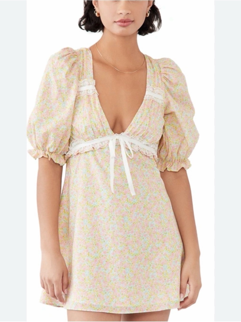 For Love And Lemons Size Small Pink Floral Dani Mini Dress Coquette Cottagecore